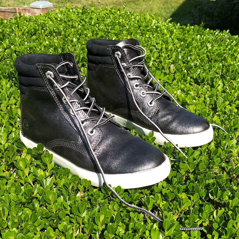 Timberland Black Metallic High Top Leather Sneaker